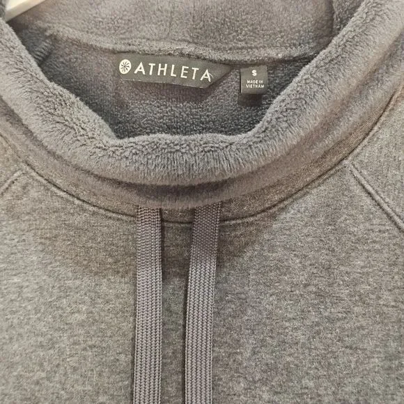 Athleta Cowl Neck Fleece Lined Cozy Gray Pullover Sweatshirt Small Athleisure - Picture 2 of 8